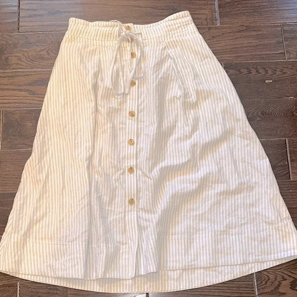 a new day blue Striped A-Line Skirt linen blend size medium - Picture 1 of 6